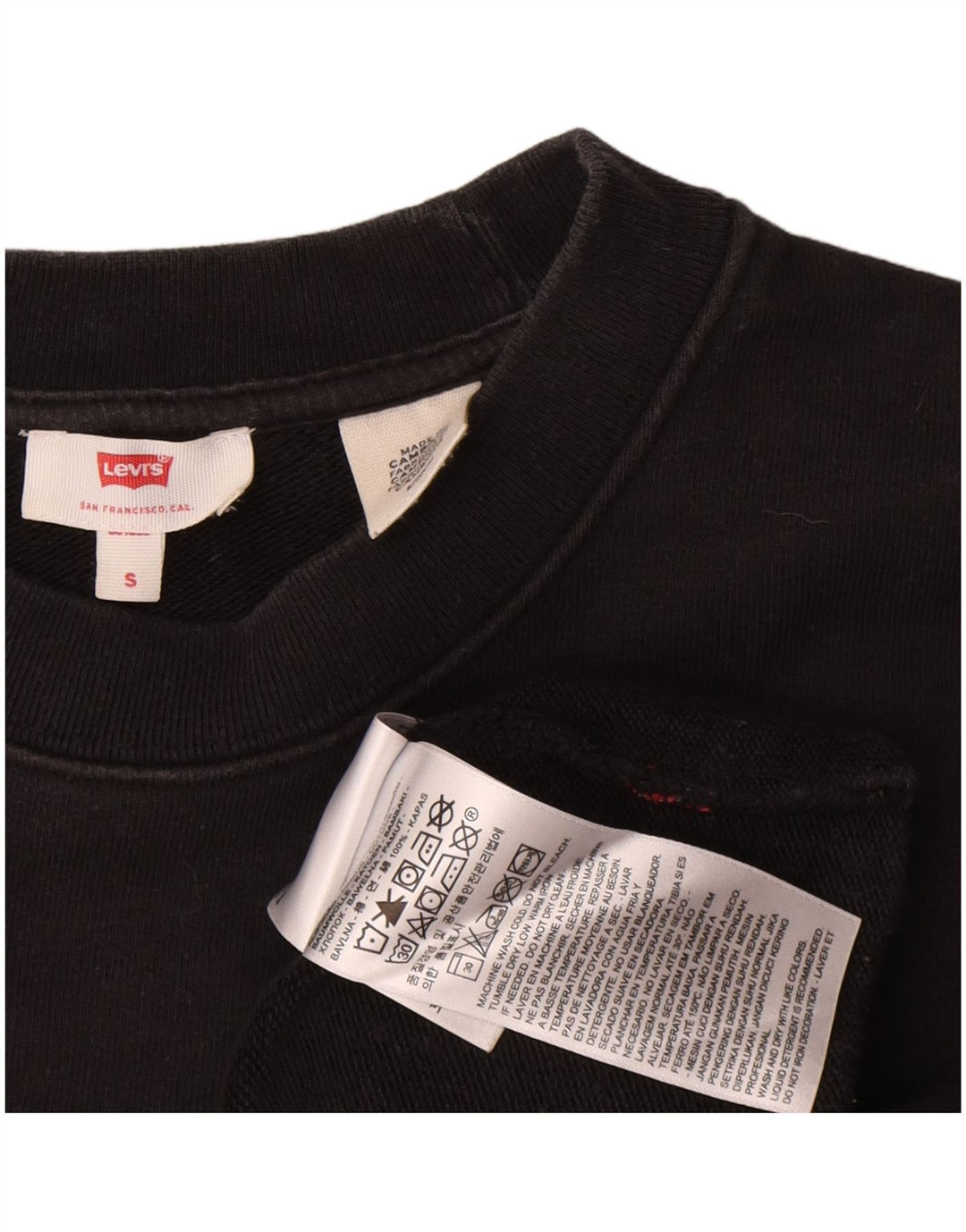 Levi's Womens Crop Oversized Graphic Top Long Sleeve UK 10 Small Black