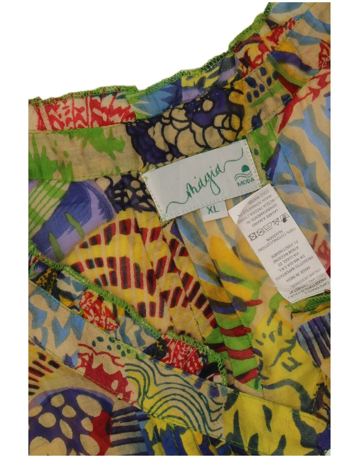 Vintage Womens Abstract Pattern Tiered Dress UK 18 XL Multicoloured