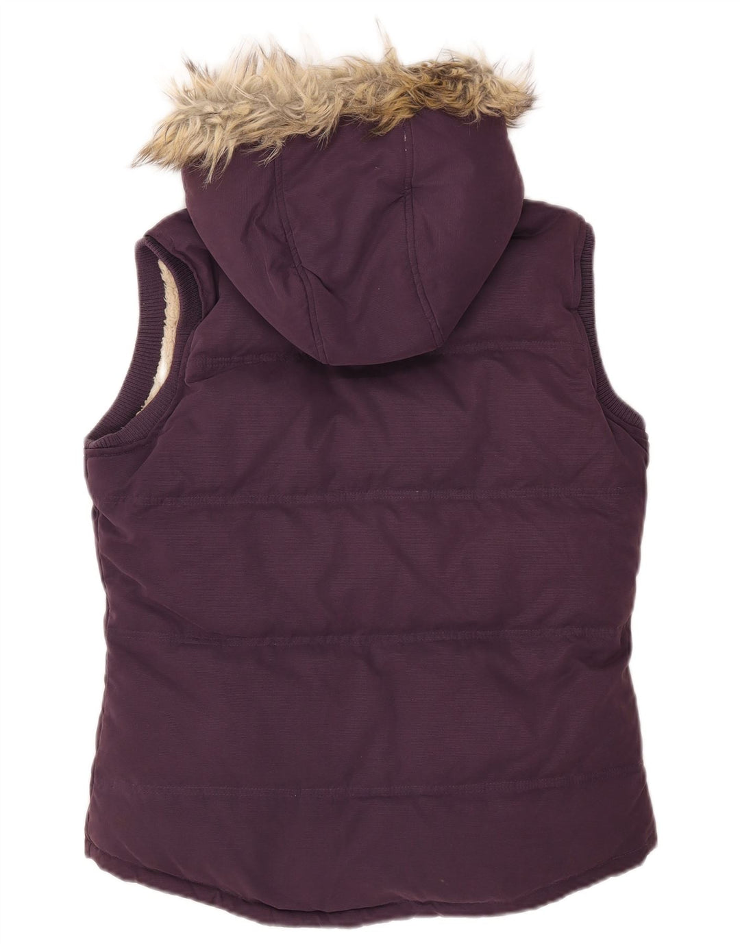 Fat Face Womens Hooded Padded Gilet UK 12 Medium Purple Polyester