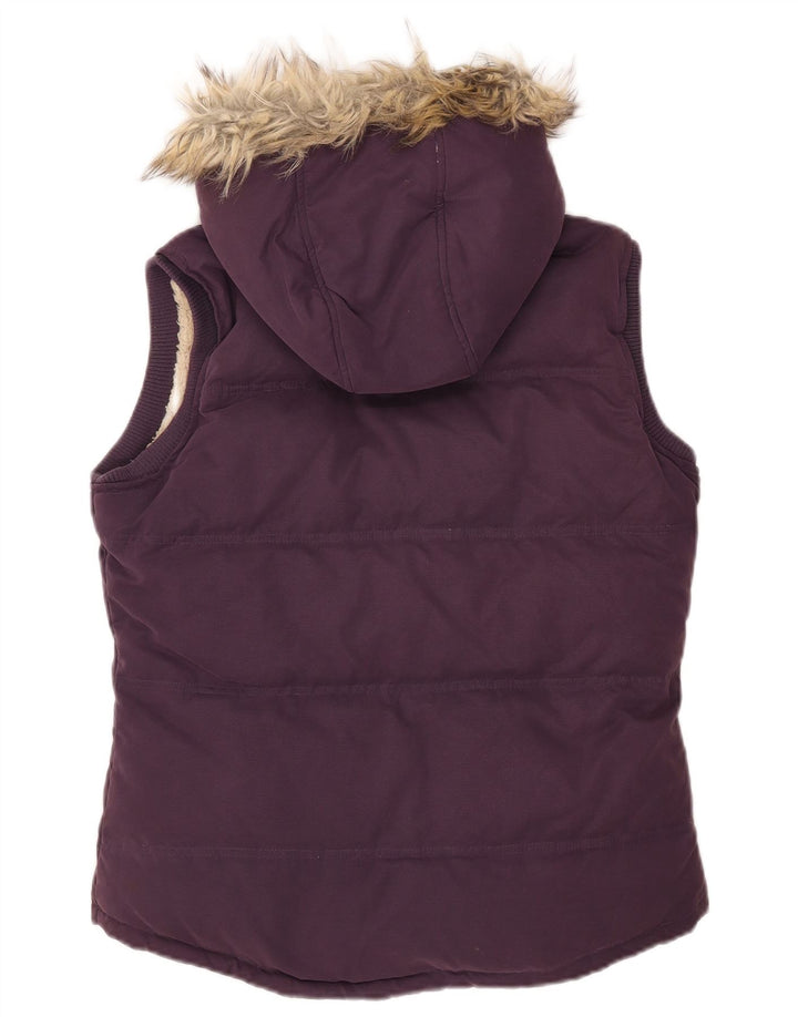Fat Face Womens Hooded Padded Gilet UK 12 Medium Purple Polyester