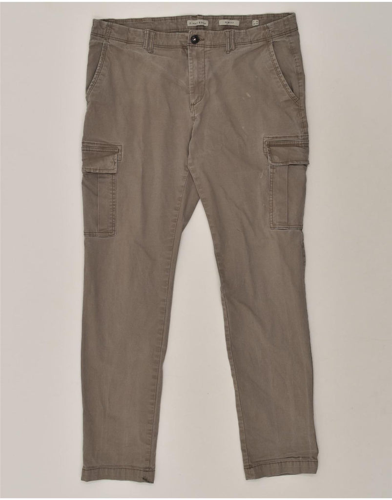 J. HART & BROS Mens Slim Cargo Trousers W36 L32 Grey Cotton | Vintage J. Hart & Bros | Thrift | Second-Hand J. Hart & Bros | Used Clothing | Messina Hembry 