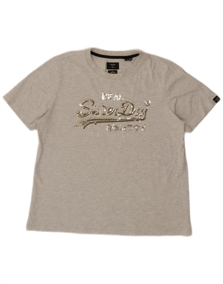 Superdry Womens Graphic T-Shirt Top UK 14 Large Grey