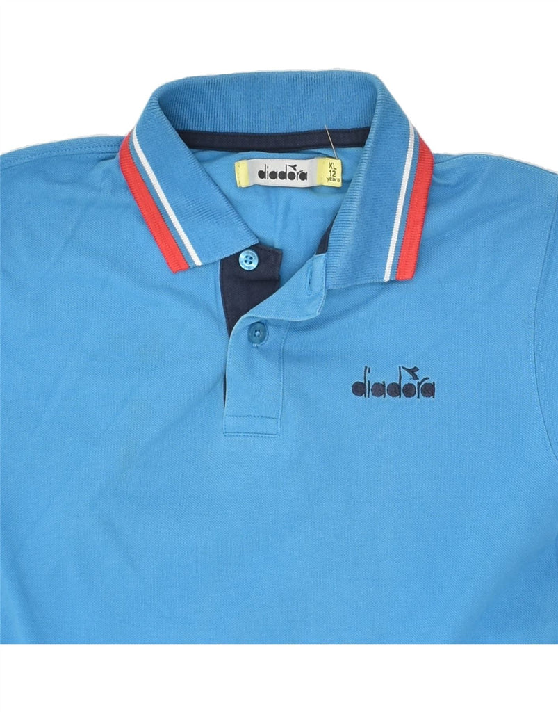 DIADORA Boys Polo Shirt 11-12 Years XL  Blue Cotton | Vintage Diadora | Thrift | Second-Hand Diadora | Used Clothing | Messina Hembry 