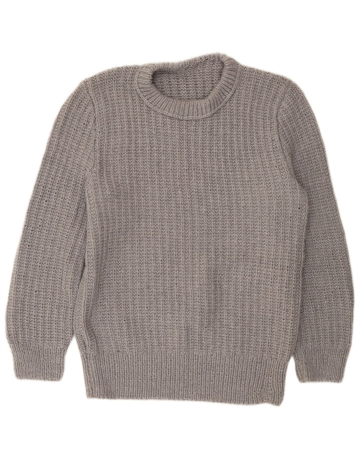 Vintage Mens Boat Neck Jumper Sweater Medium Grey