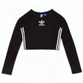 Adidas Womens Crop Graphic Top Long Sleeve UK 12 Medium Black Cotton