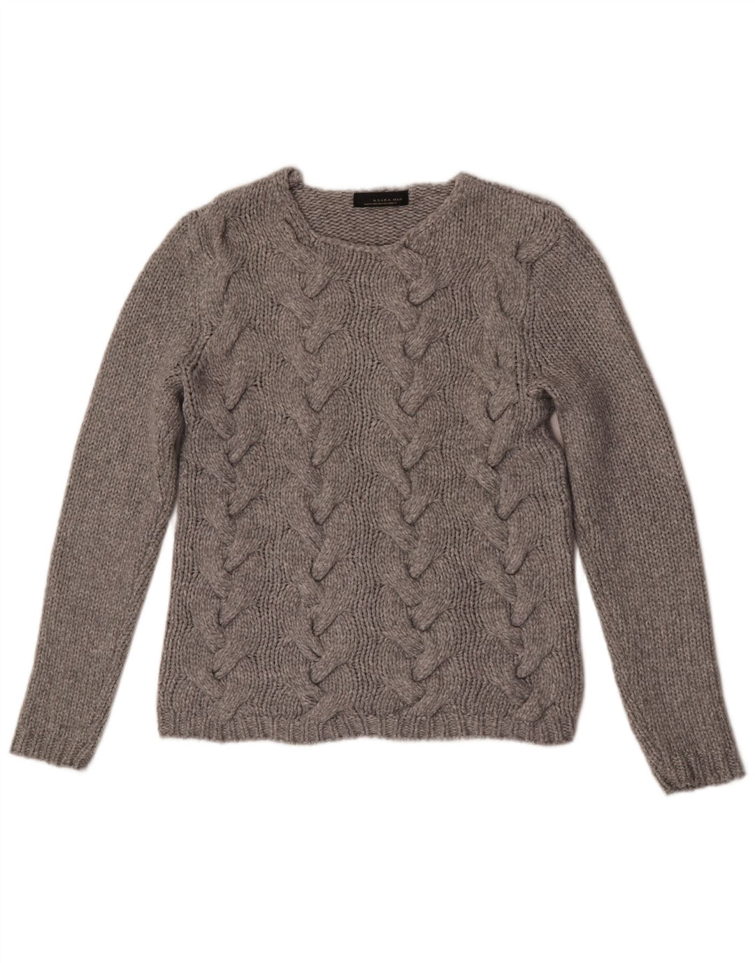 Zara Mens Crew Neck Jumper Sweater Large Grey Nylon