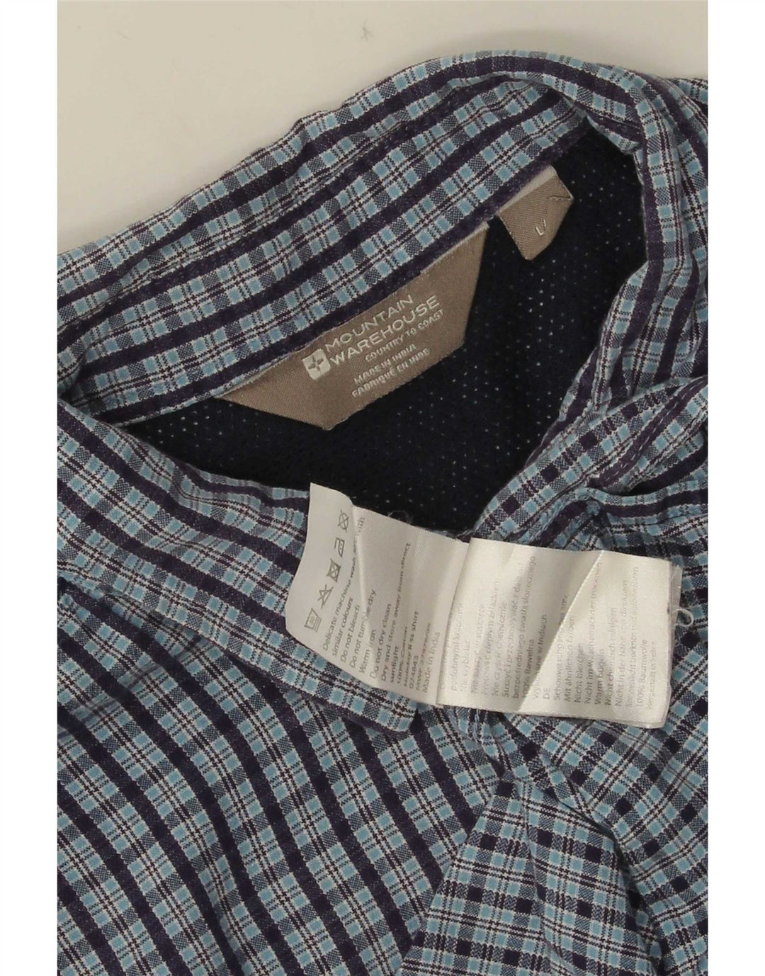 Mountain Warehouse Mens Short Sleeve Shirt Large Navy Blue Check Cotton