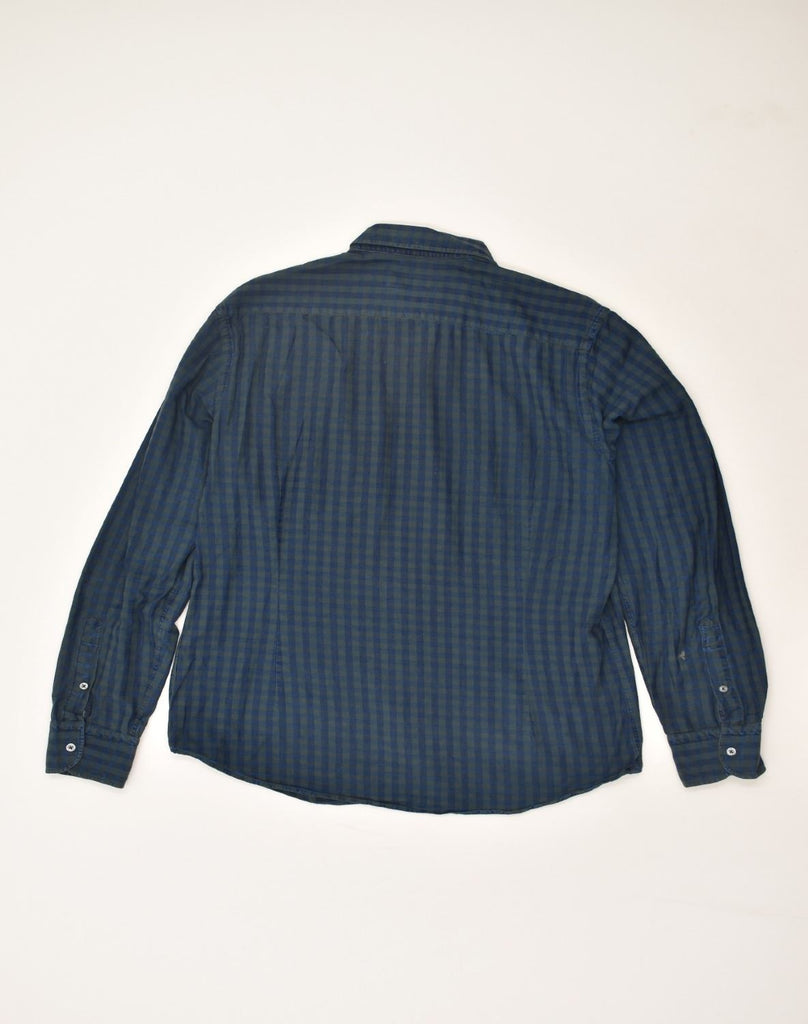 MASSIMO DUTTI Mens Shirt Medium Navy Blue Gingham Cotton | Vintage Massimo Dutti | Thrift | Second-Hand Massimo Dutti | Used Clothing | Messina Hembry 