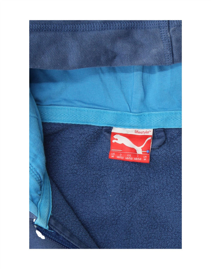 PUMA Mens Zip Hoodie Sweater Medium Navy Blue Colourblock Vintage Puma and Second-Hand Puma from Messina Hembry 