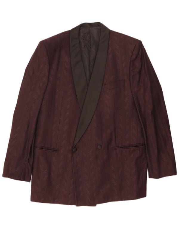 Francesco Smalto Mens Blazer Jacket IT 52 XL Maroon Herringbone