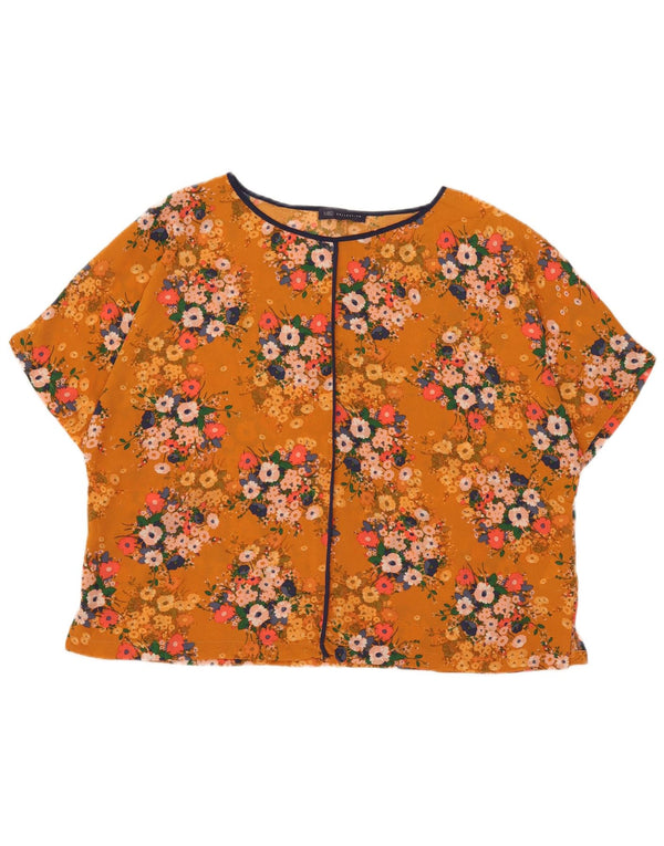 Marks & Spencer Womens Oversized Blouse Top UK 18 XL Orange Floral