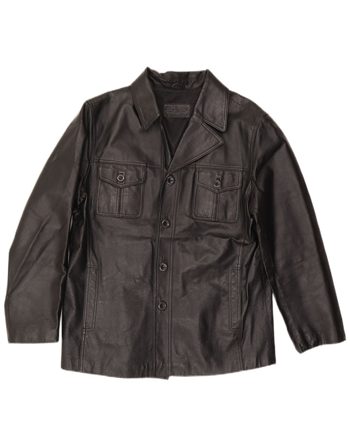 In Extenso Mens Leather Jacket UK 40 Large Black Leather