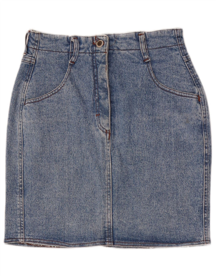 Zip Womens Denim Skirt IT 44 Medium W30 Blue Cotton