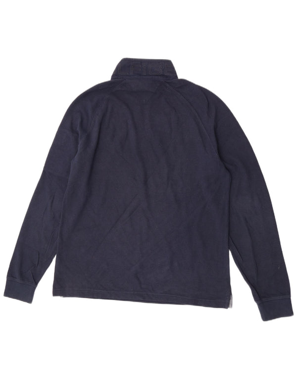 Tommy Hilfiger Mens Long Sleeve Polo Shirt Medium Navy Blue Cotton