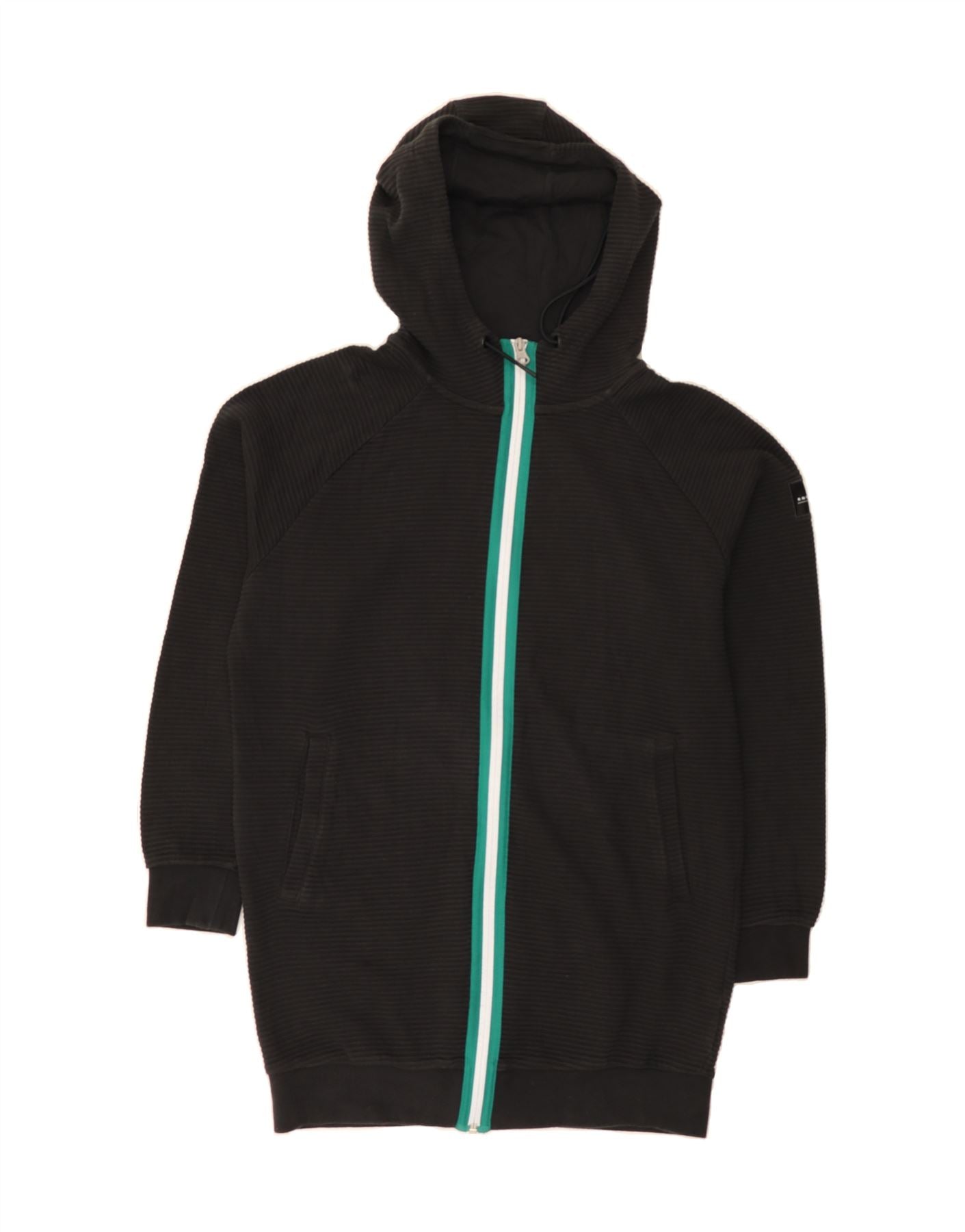 ADIDAS Womens Long Sleeve Hoodie Dress UK XS Black Striped