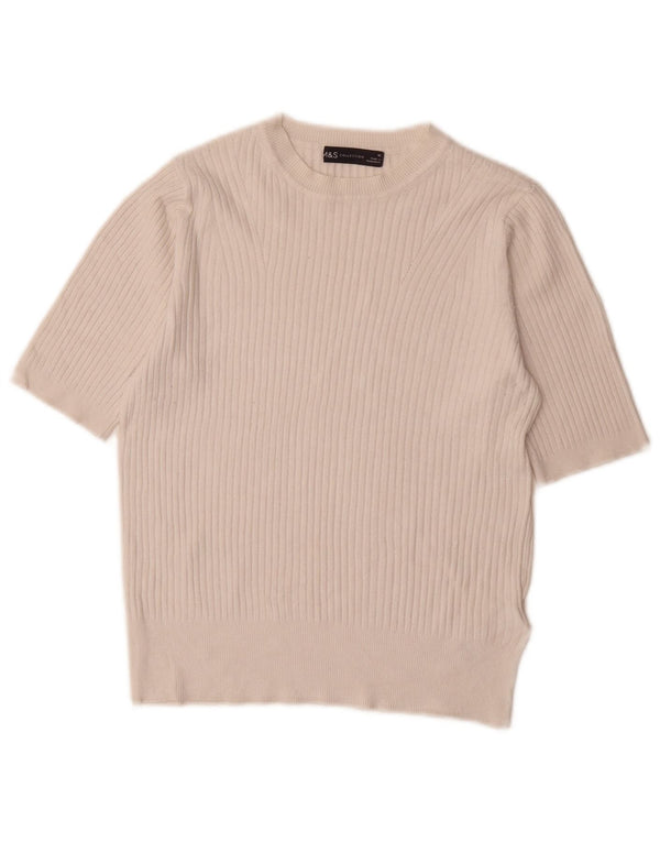 Marks & Spencer Womens Boat Neck Jumper Sweater UK 10 Small White