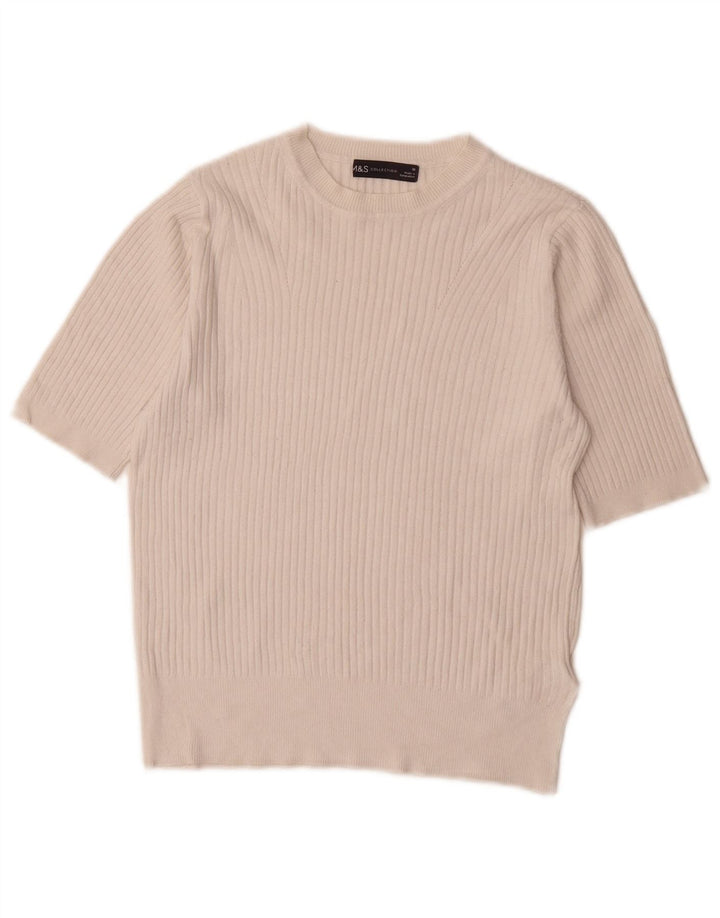Marks & Spencer Womens Boat Neck Jumper Sweater UK 10 Small White