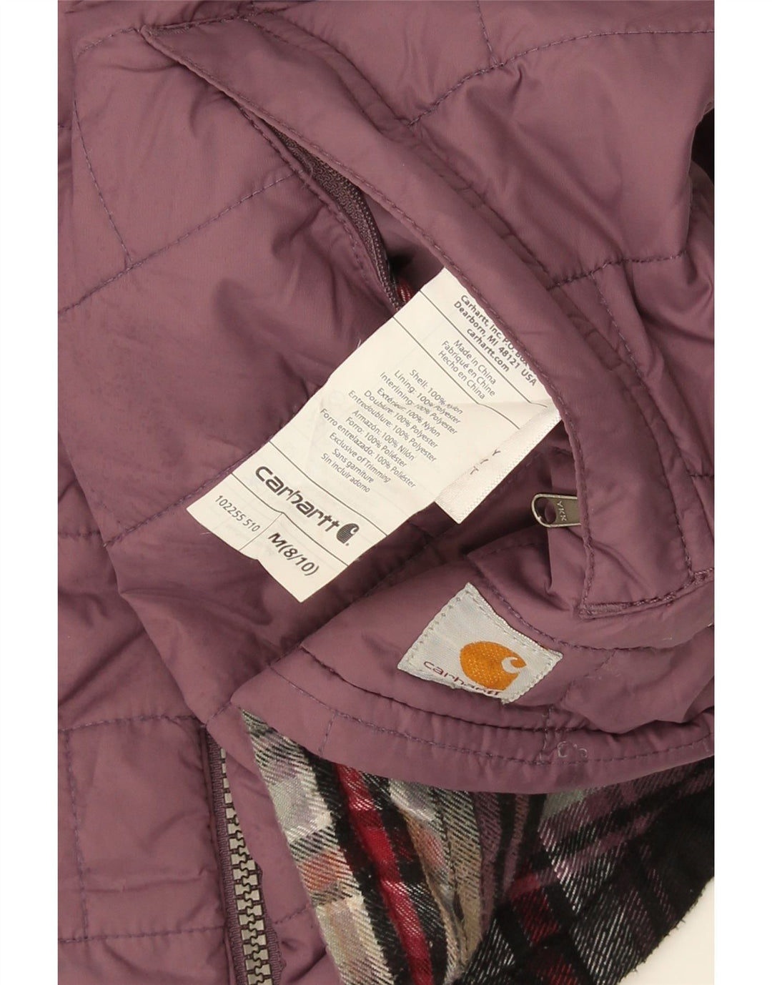 CARHARTT Womens Padded Gilet US 8/10 Medium Purple Nylon