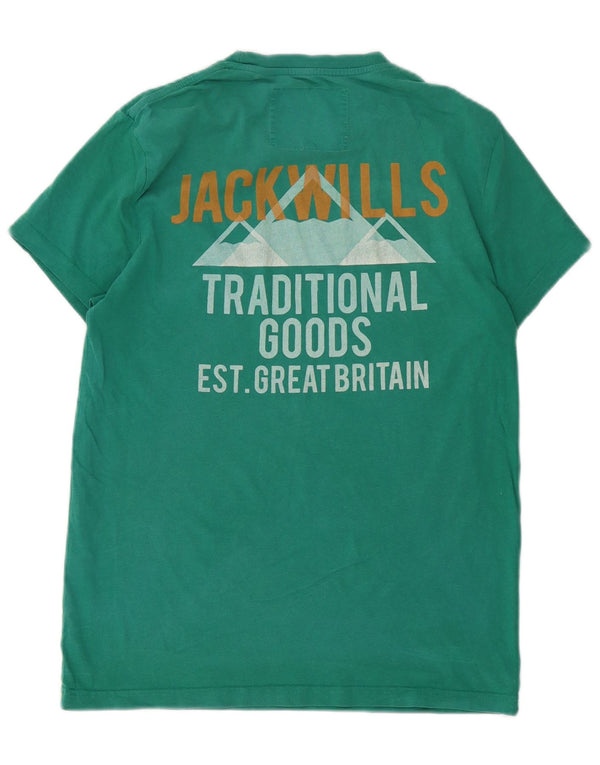 Jack Wills Mens Graphic T-Shirt Top XS Green Cotton