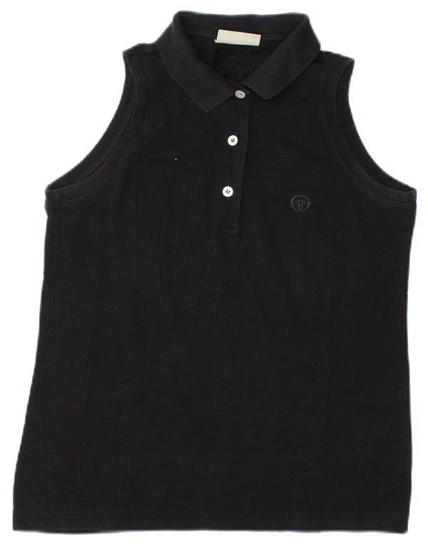 Sergio Tacchini Womens Sleeveless Polo Shirt UK 12 Medium Black