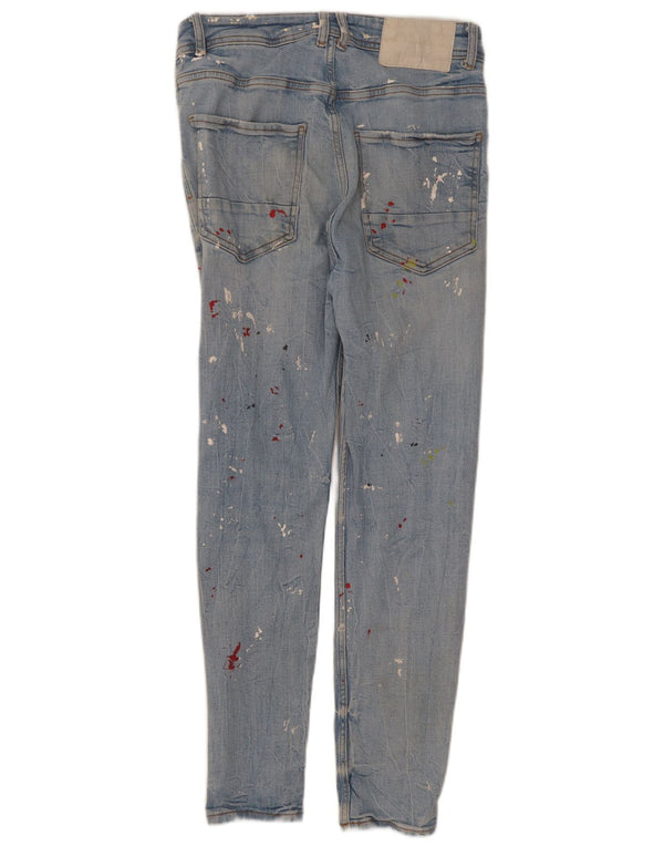 Zara Mens Distressed Skinny Jeans EU 38 Small W30 L27 Blue Tie Dye Cotton