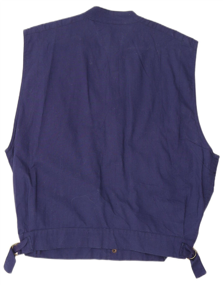 Vintage Mens Gilet UK 40 Large Navy Blue Cotton