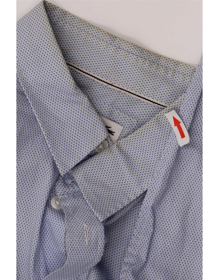 Lacoste Mens Slim Fit Shirt Size 40 Medium Blue Spotted Cotton