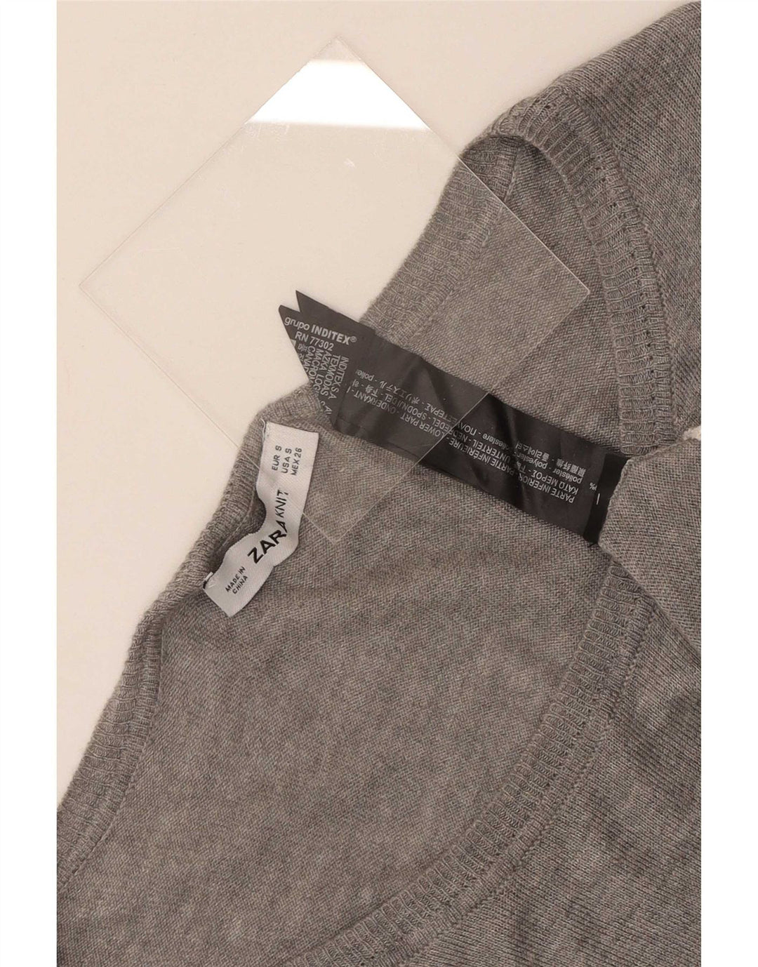 Zara Womens Long Sleeve Tunic Top UK 10 Small Grey Colourblock Polyester