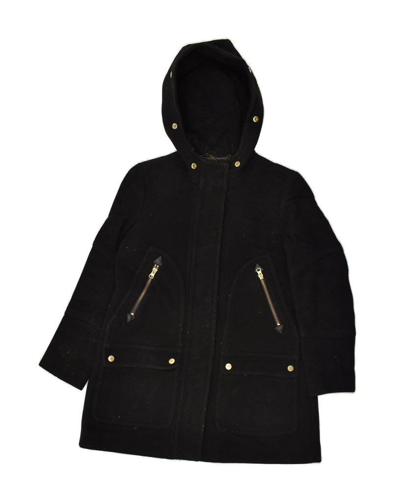 J. CREW Womens Hooded Overcoat US 2 XS Black Wool | Vintage J. Crew | Thrift | Second-Hand J. Crew | Used Clothing | Messina Hembry 