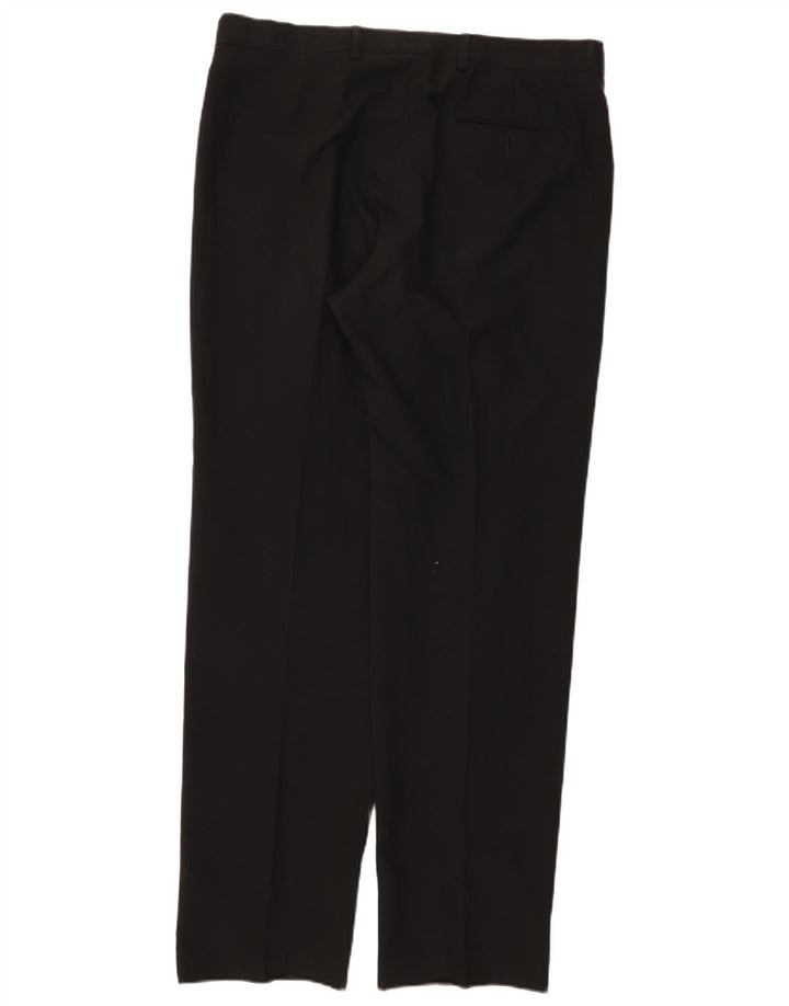 MARKS & SPENCER Mens Regular Fit Suit Trousers W36 L33 Black Polyester