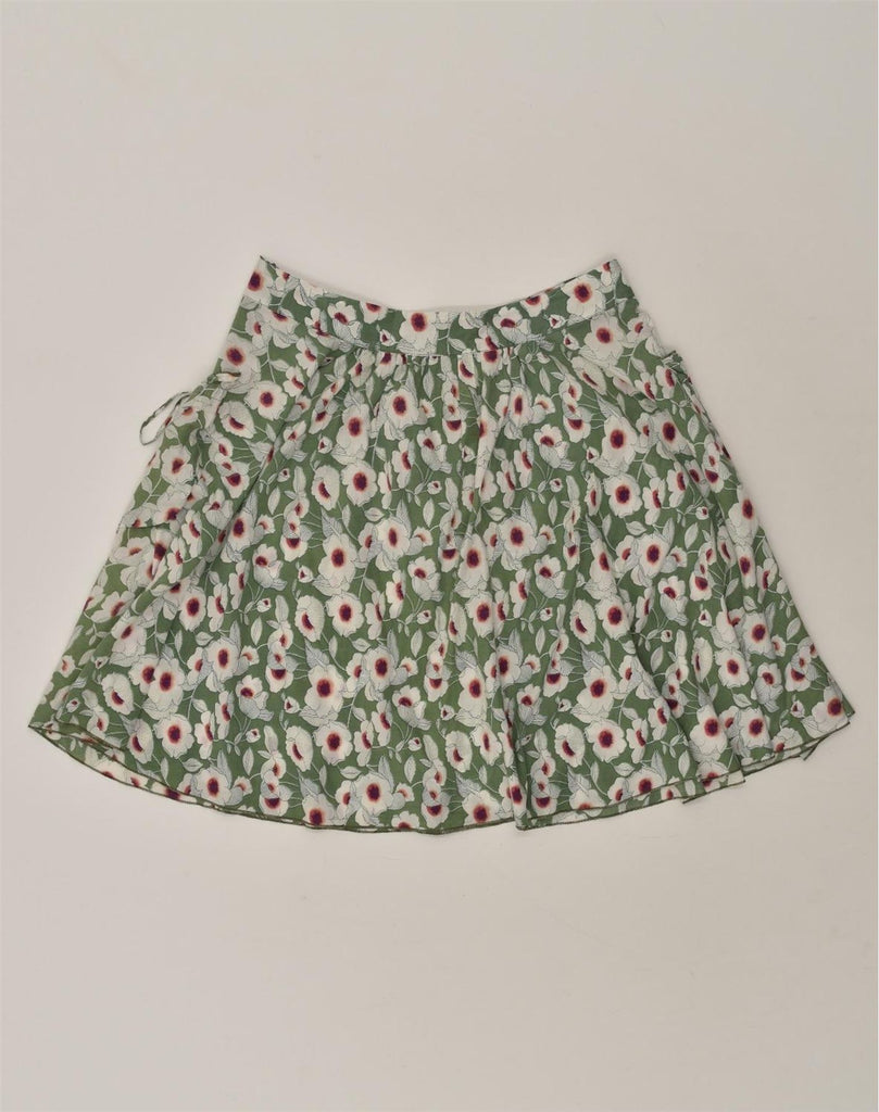 MARLBORO CLASSICS Womens A-Line Skirt W34 Large Green Floral Cotton | Vintage Marlboro Classics | Thrift | Second-Hand Marlboro Classics | Used Clothing | Messina Hembry 