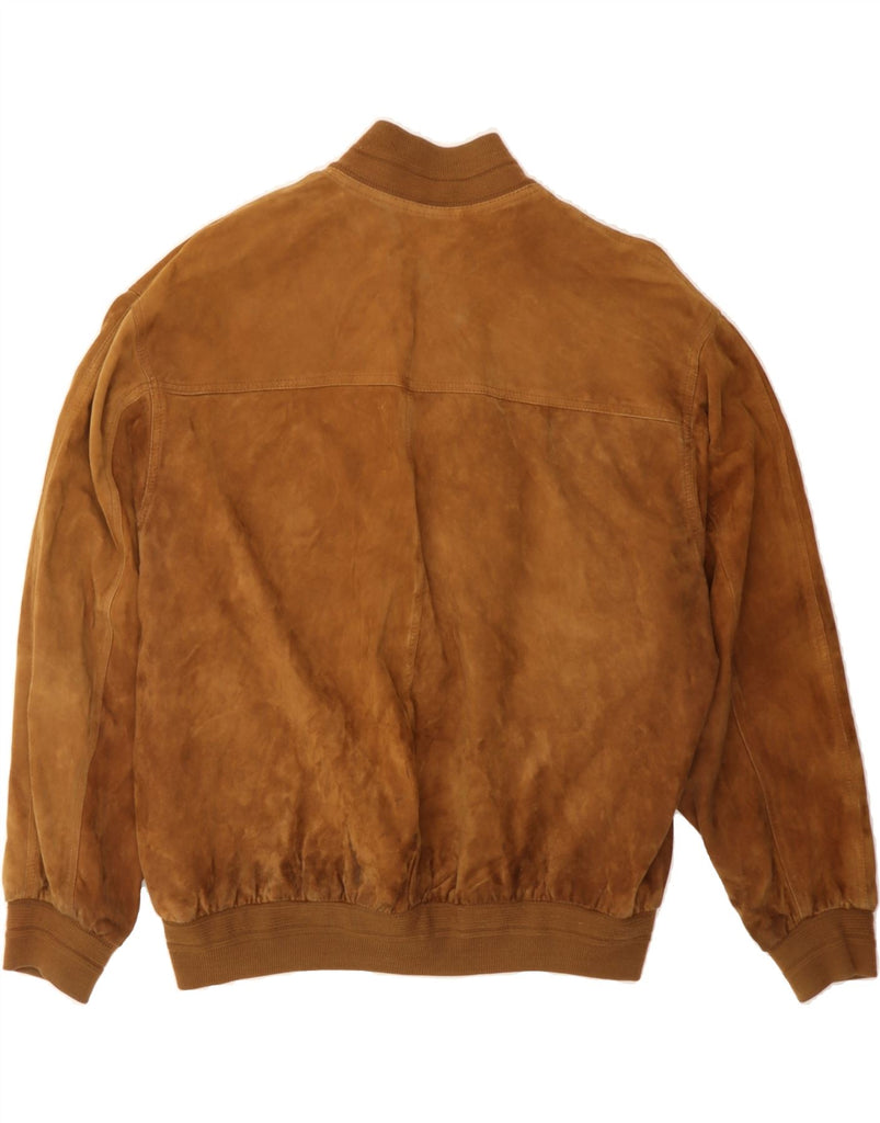 VINTAGE Mens Suede Bomber Jacket UK 42 XL Brown Leather Vintage Vintage and Second-Hand Vintage from Messina Hembry 