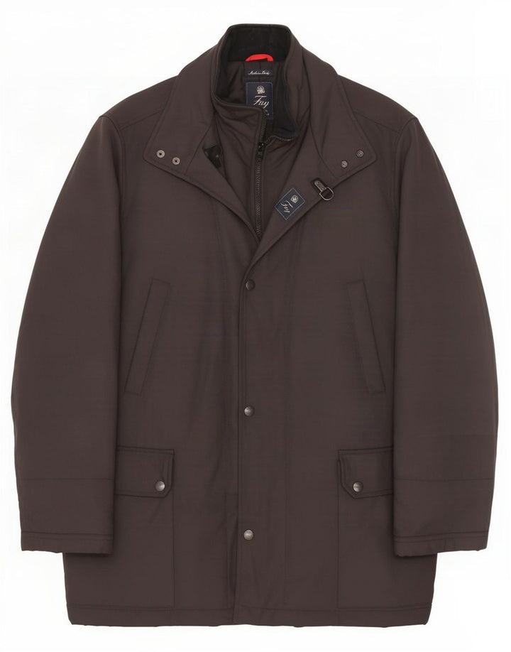 Fay Mens Overcoat UK 46 3XL Black Polyamide