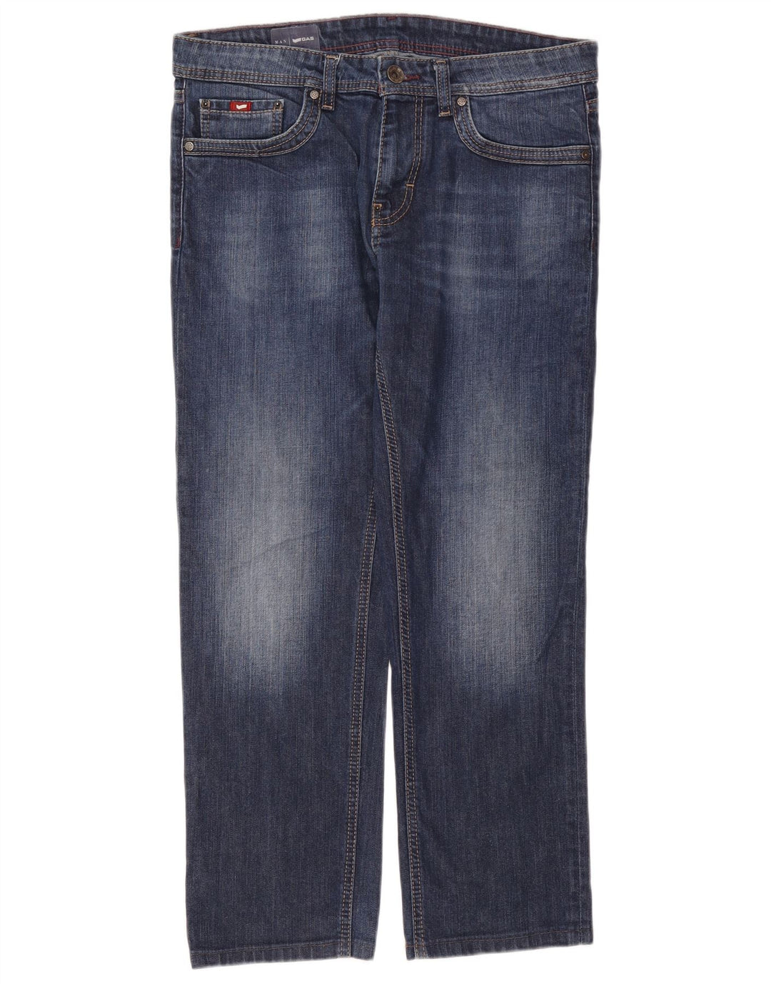 Gas Mens Straight Jeans W32 L28 Navy Blue Cotton