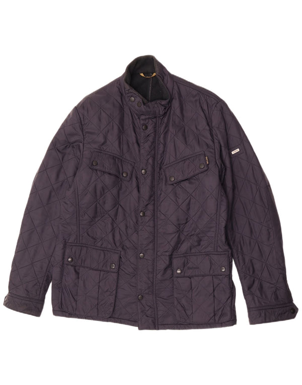 Barbour Mens Quilted Jacket UK 42 XL Navy Blue Polyester
