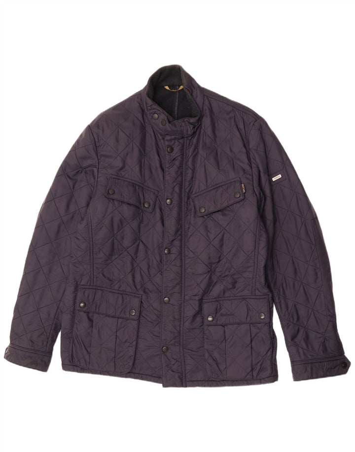 Barbour Mens Quilted Jacket UK 42 XL Navy Blue Polyester