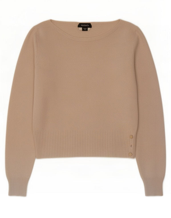 Max & Co. Womens Crop Boat Neck Jumper Sweater UK 12 Medium Beige