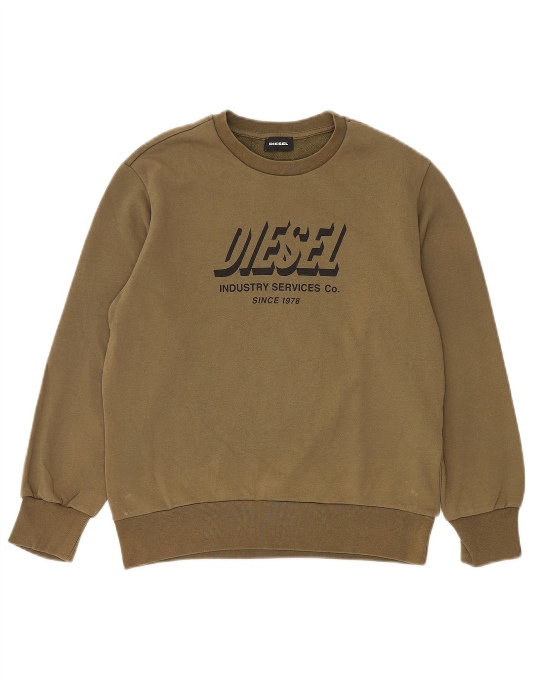 DIESEL Womens Graphic Sweatshirt Jumper UK 12 Medium Khaki Cotton