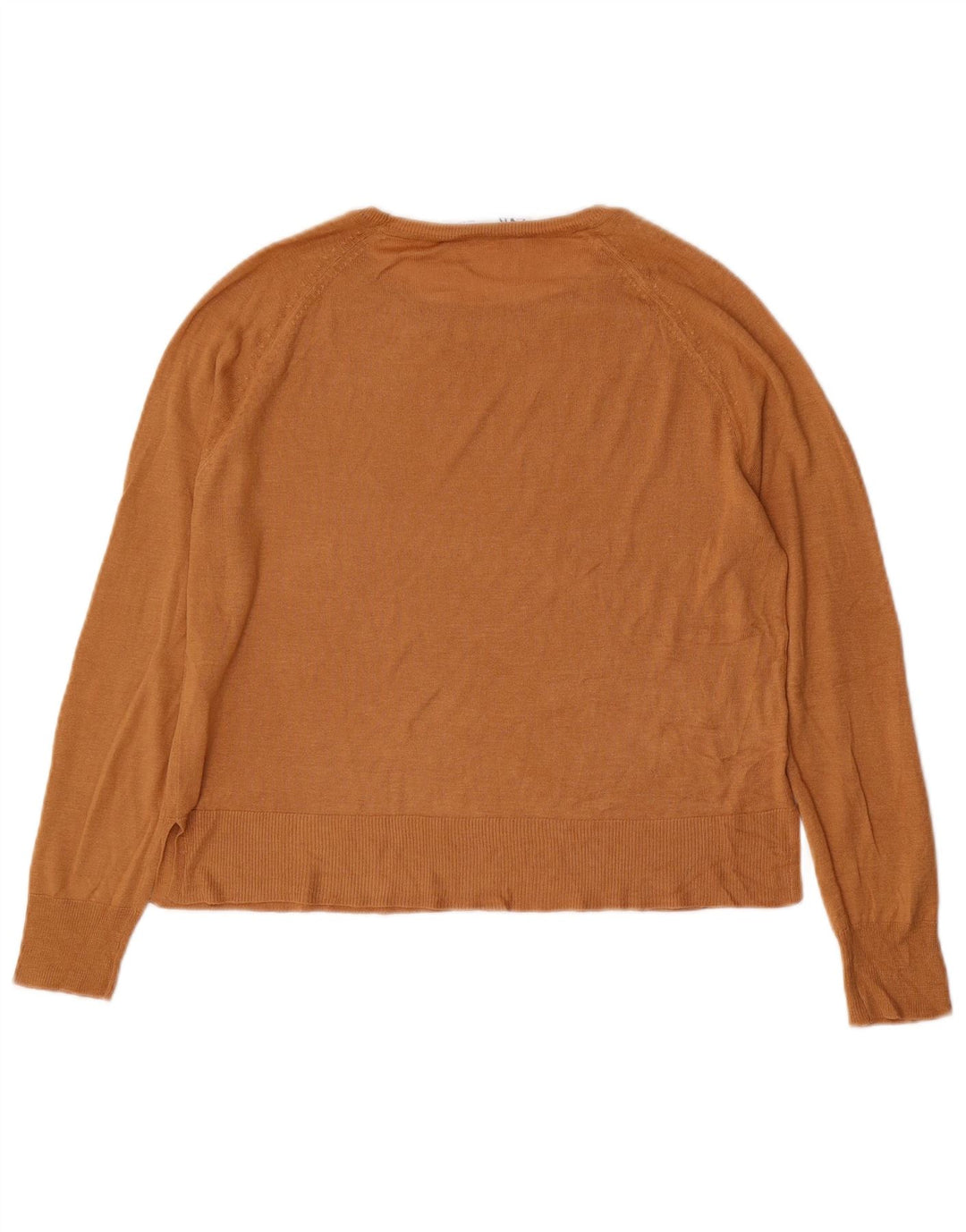 ZARA Womens Oversized Crew Neck Jumper Sweater UK 10 Small Brown Viscose
