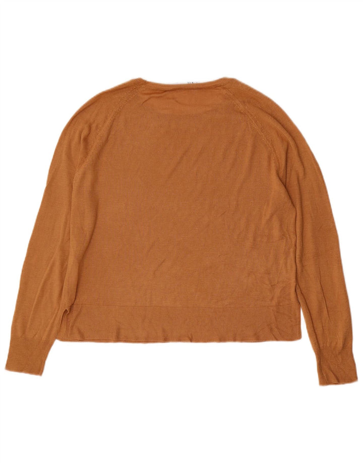 ZARA Womens Oversized Crew Neck Jumper Sweater UK 10 Small Brown Viscose