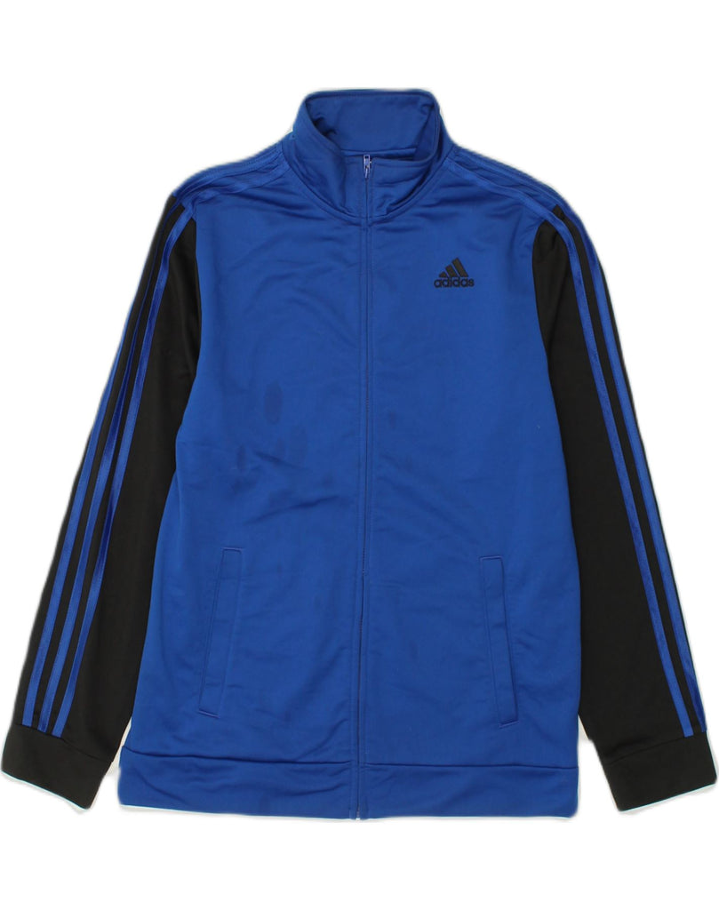 ADIDAS Boys Tracksuit Top Jacket 15-16 Years XL Blue Colourblock Polyester | Vintage Adidas | Thrift | Second-Hand Adidas | Used Clothing | Messina Hembry 