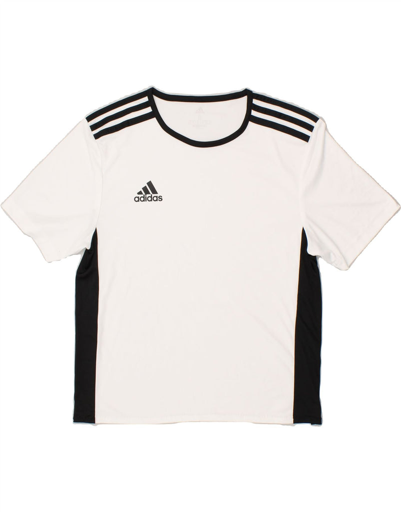 ADIDAS Womens Aeroready T-Shirt Top UK 10 Small White Colourblock | Vintage Adidas | Thrift | Second-Hand Adidas | Used Clothing | Messina Hembry 