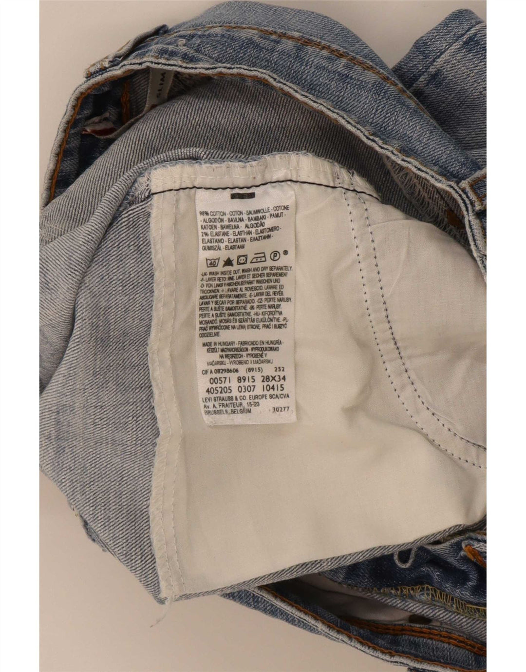 Levi's Womens 571 Slim Jeans W28 L31 Blue Cotton