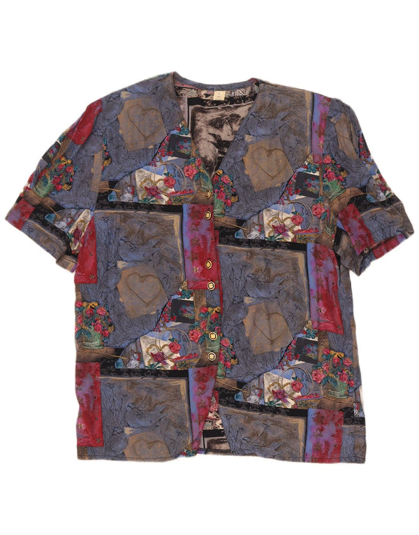 Vintage Womens Shirt Blouse UK 16 Large Multicoloured Patchwork