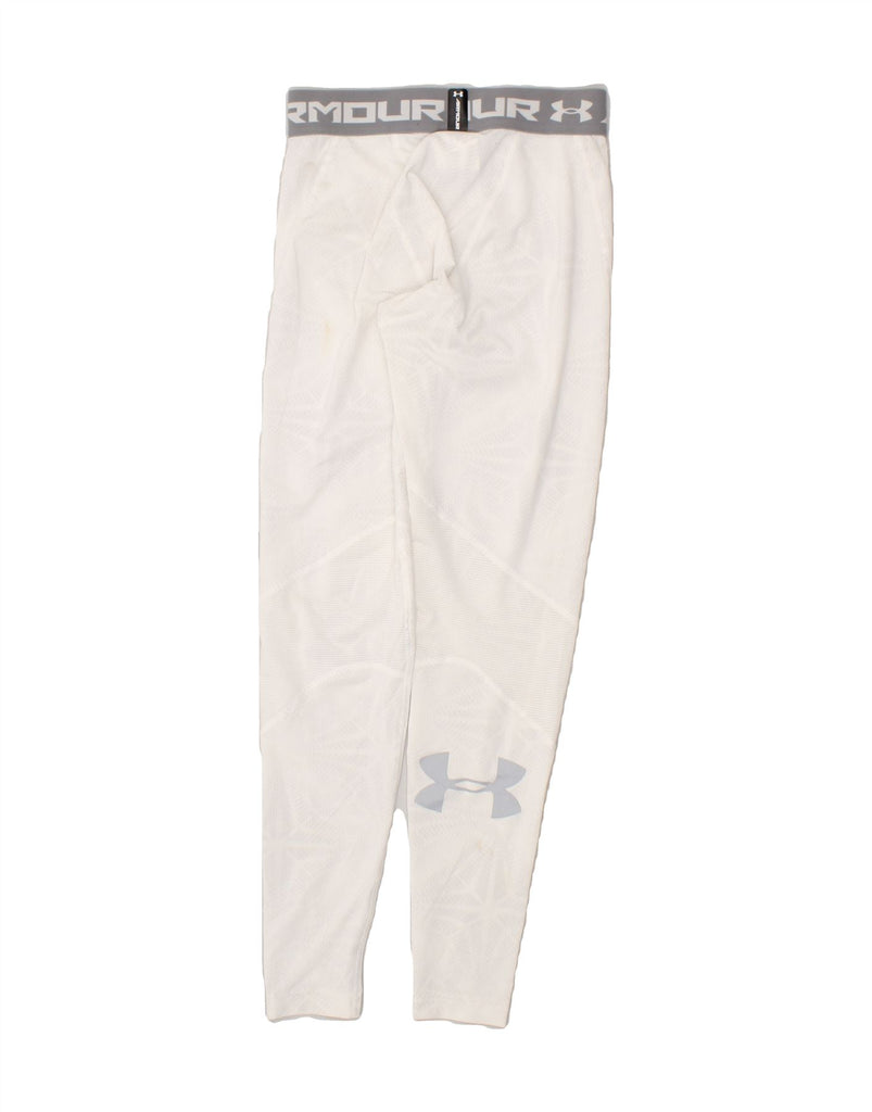 UNDER ARMOUR Womens Graphic Leggings UK 14 Medium White Polyester | Vintage Under Armour | Thrift | Second-Hand Under Armour | Used Clothing | Messina Hembry 