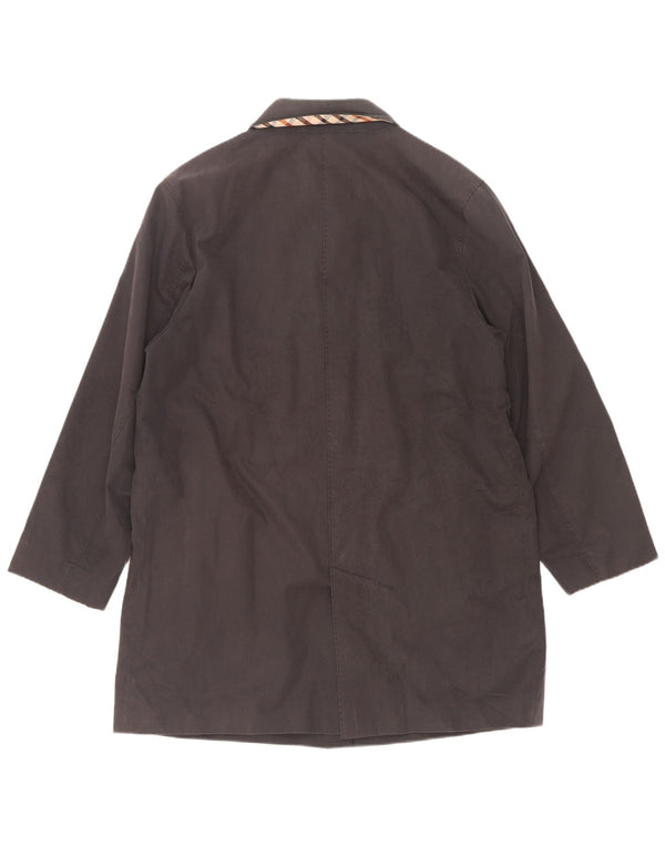 DAKS Womens Overcoat EU 40 Medium Navy Blue Cotton