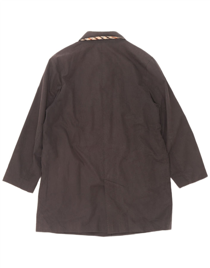 DAKS Womens Overcoat EU 40 Medium Navy Blue Cotton