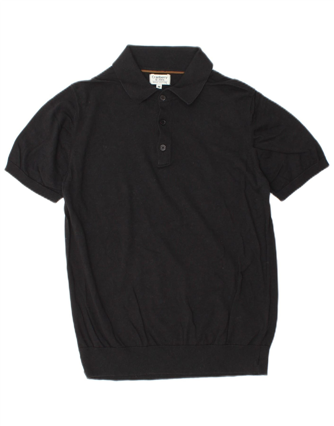 VINTAGE Boys Polo Shirt 13-14 Years Medium Black Cotton