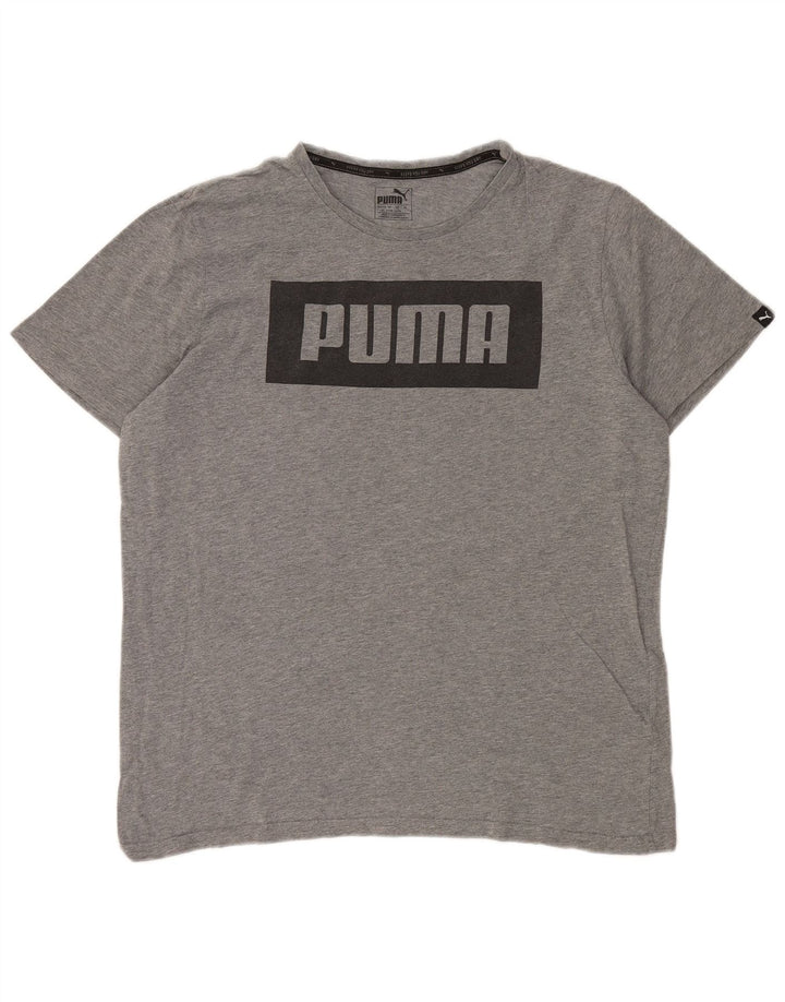 PUMA Mens Graphic T-Shirt Top Large Grey Cotton