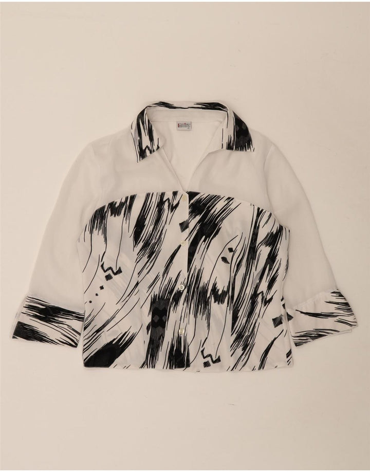 Vintage Womens 3/4 Sleeve Shirt Blouse IT 42 Medium White Striped Polyester